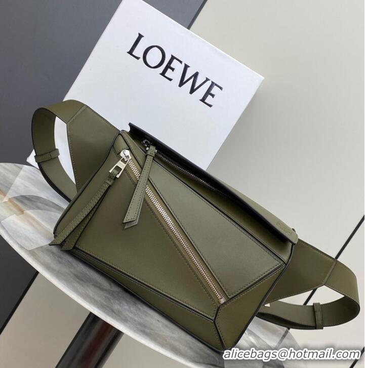 Promotional Loewe Small Classic Leather Puzzle Fanny Pack 02963 Dark Green