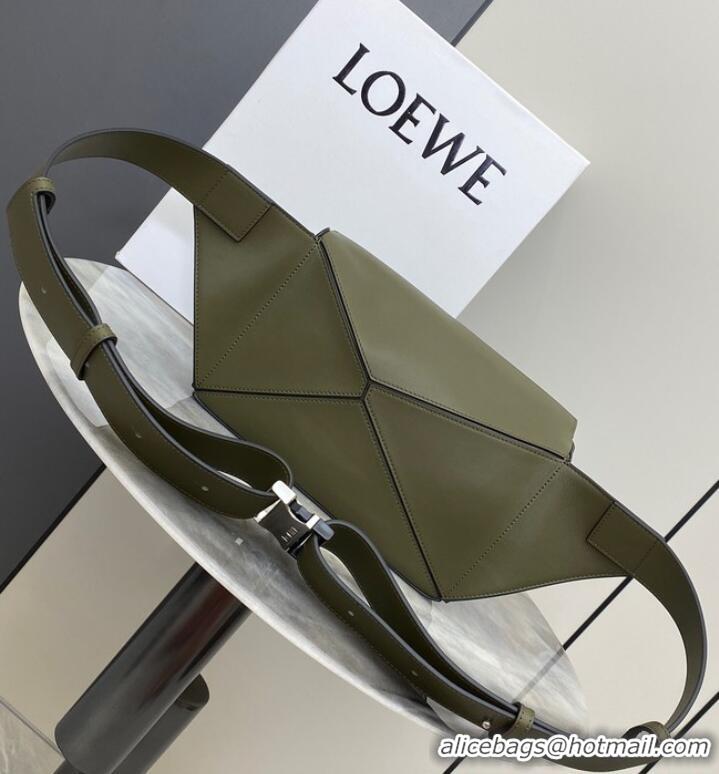 Promotional Loewe Small Classic Leather Puzzle Fanny Pack 02963 Dark Green