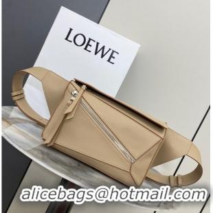 Top Grade Loewe Small Classic Leather Puzzle Fanny Pack 02963 Apricot