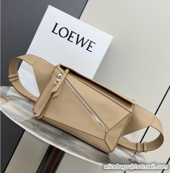 Top Grade Loewe Small Classic Leather Puzzle Fanny Pack 02963 Apricot