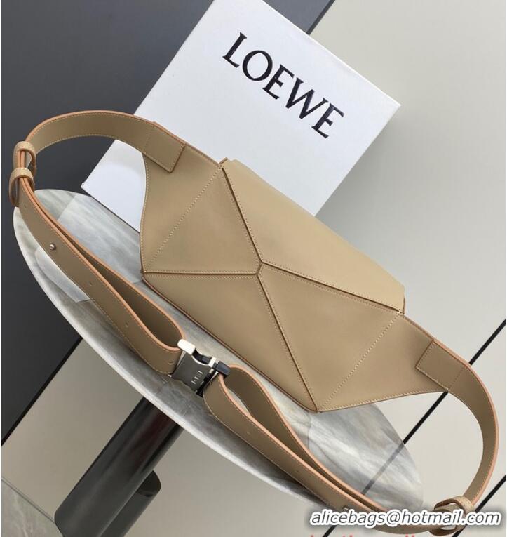 Top Grade Loewe Small Classic Leather Puzzle Fanny Pack 02963 Apricot