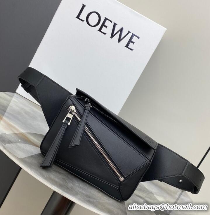 Buy Fashionable Loewe mini Classic Leather Puzzle Fanny Pack 02948 Black