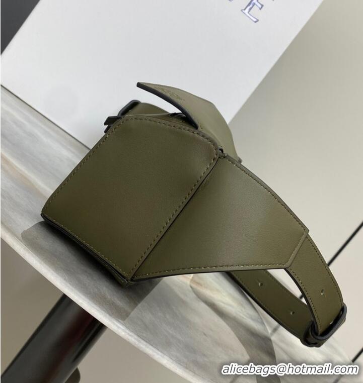 Best Price Loewe mini Classic Leather Puzzle Fanny Pack 02948 Dark Green