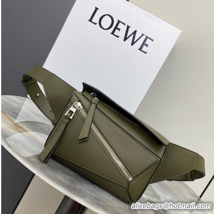 Best Price Loewe mini Classic Leather Puzzle Fanny Pack 02948 Dark Green