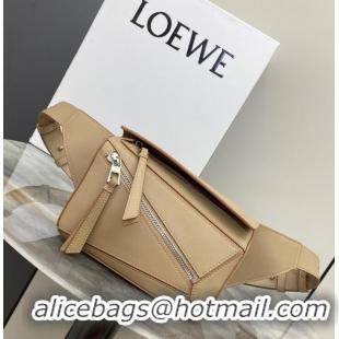 Top Quality Loewe mini Classic Leather Puzzle Fanny Pack 02948 Apricot