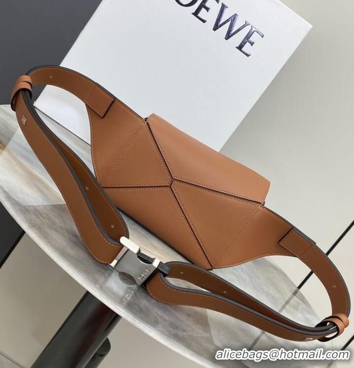 Famous Brand Loewe mini Classic Leather Puzzle Fanny Pack 02948 Brown