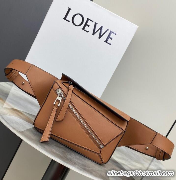 Famous Brand Loewe mini Classic Leather Puzzle Fanny Pack 02948 Brown