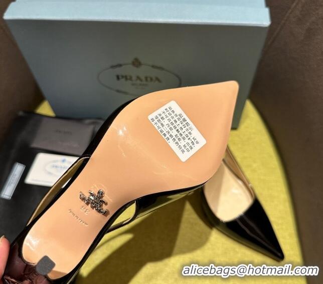 Grade Quality Prada Patent-leather slingback pumps 9cm with Back Logo Black 202050