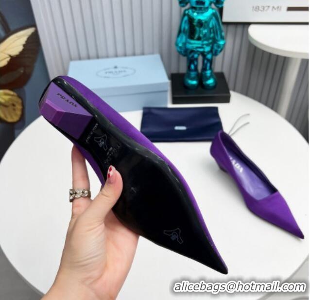 Top Grade Prada Satin Pumps 4cm Purple 202055