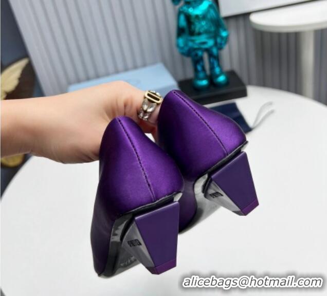 Top Grade Prada Satin Pumps 4cm Purple 202055