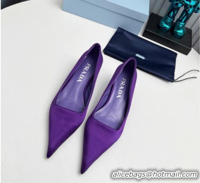 Top Grade Prada Satin Pumps 4cm Purple 202055