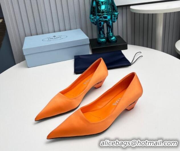 Buy Discount Prada Satin Pumps 4cm Orange 202056