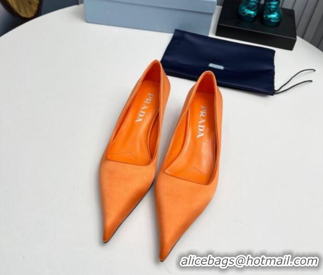 Buy Discount Prada Satin Pumps 4cm Orange 202056