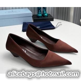 Super Prada Satin Pumps 4cm Brown 202057