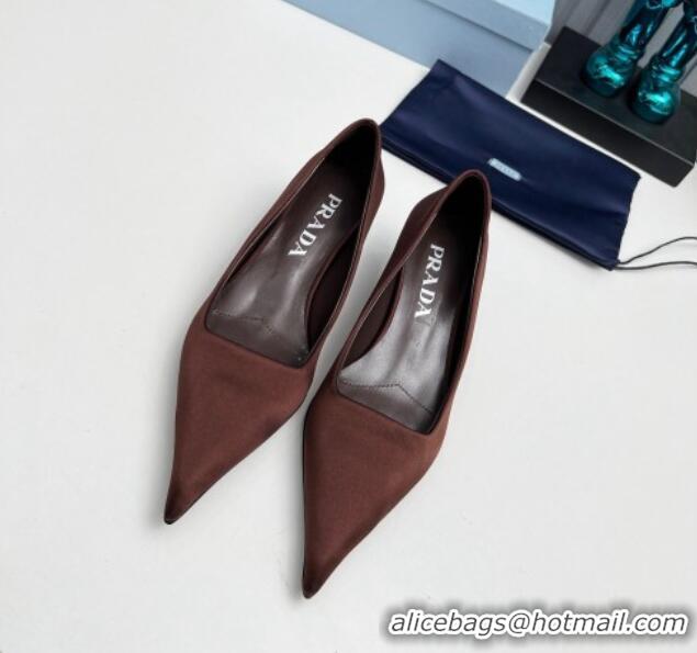 Super Prada Satin Pumps 4cm Brown 202057