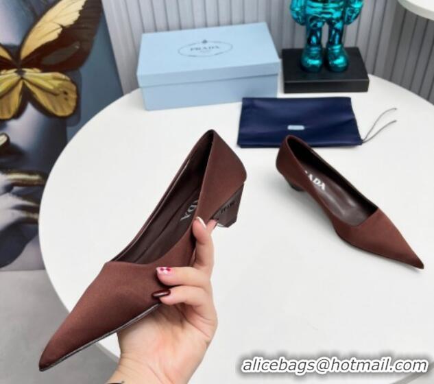 Super Prada Satin Pumps 4cm Brown 202057