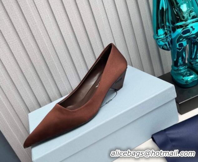 Super Prada Satin Pumps 4cm Brown 202057