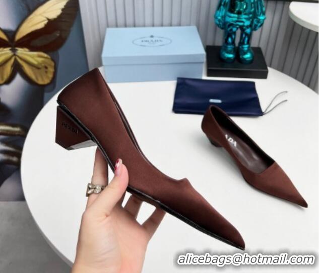 Super Prada Satin Pumps 4cm Brown 202057