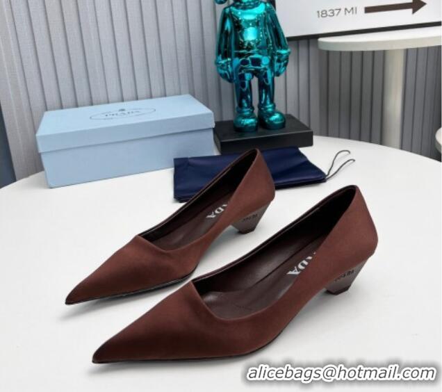 Super Prada Satin Pumps 4cm Brown 202057