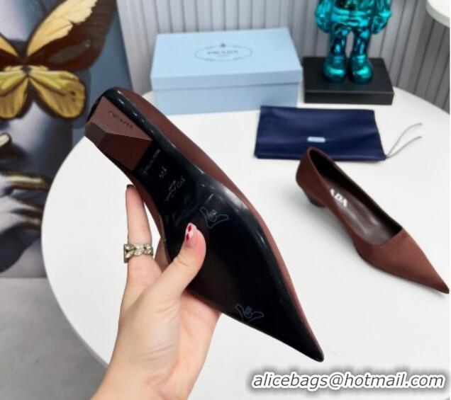 Super Prada Satin Pumps 4cm Brown 202057