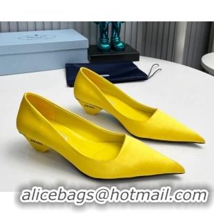 Luxury Prada Satin Pumps 4cm Yellow 202058