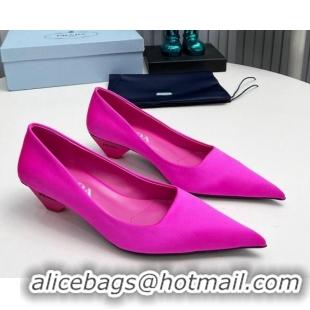 Good Quality Prada Satin Pumps 4cm Dark Pink 202059