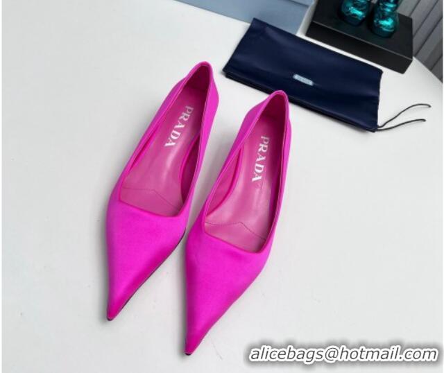 Good Quality Prada Satin Pumps 4cm Dark Pink 202059