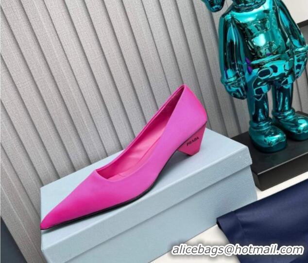 Good Quality Prada Satin Pumps 4cm Dark Pink 202059