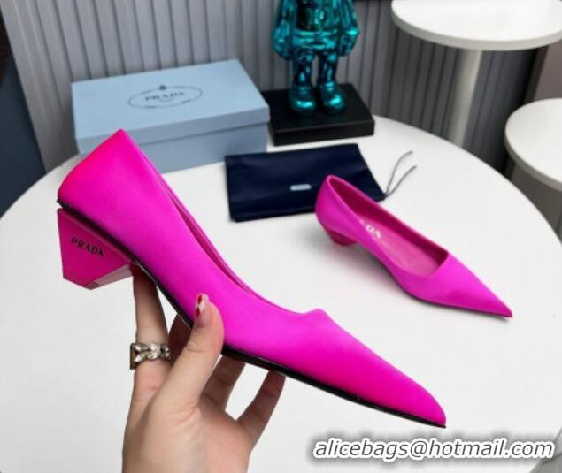 Good Quality Prada Satin Pumps 4cm Dark Pink 202059