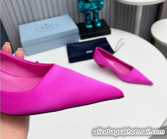 Good Quality Prada Satin Pumps 4cm Dark Pink 202059