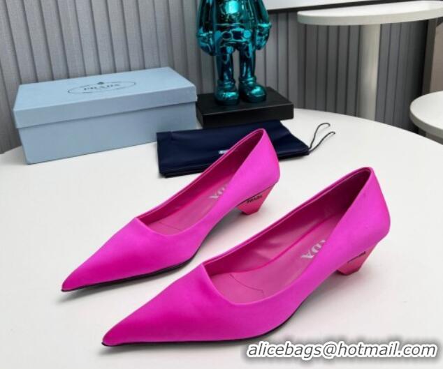 Good Quality Prada Satin Pumps 4cm Dark Pink 202059