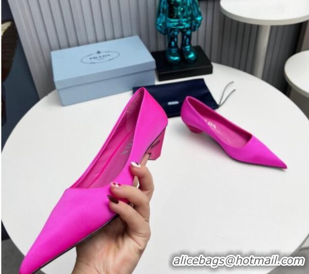 Good Quality Prada Satin Pumps 4cm Dark Pink 202059