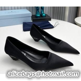 Best Grade Prada Satin Pumps 4cm Black 202061