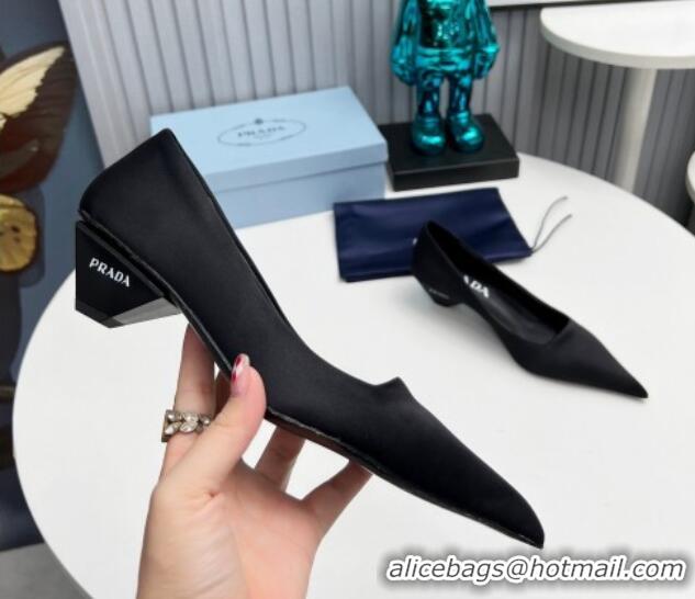 Best Grade Prada Satin Pumps 4cm Black 202061