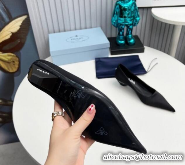 Best Grade Prada Satin Pumps 4cm Black 202061