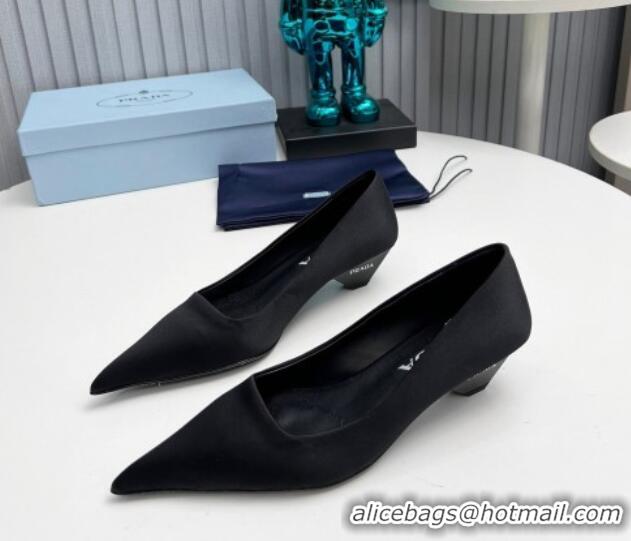 Best Grade Prada Satin Pumps 4cm Black 202061