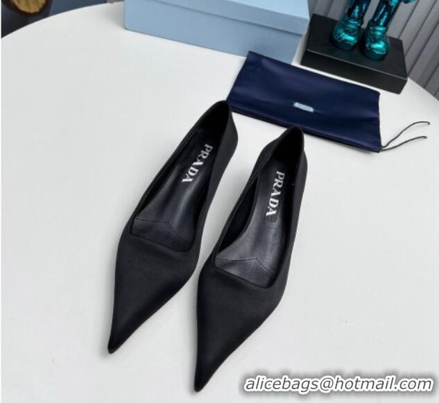 Best Grade Prada Satin Pumps 4cm Black 202061