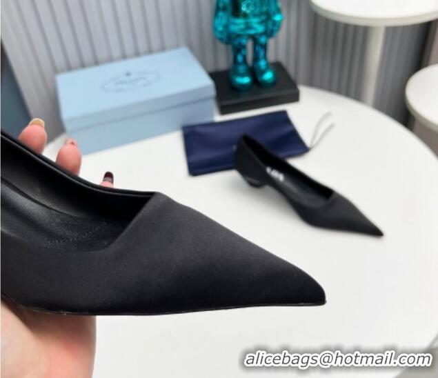 Best Grade Prada Satin Pumps 4cm Black 202061