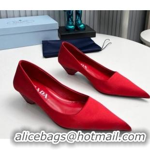 Pretty Style Prada Satin Pumps 4cm Red 202062