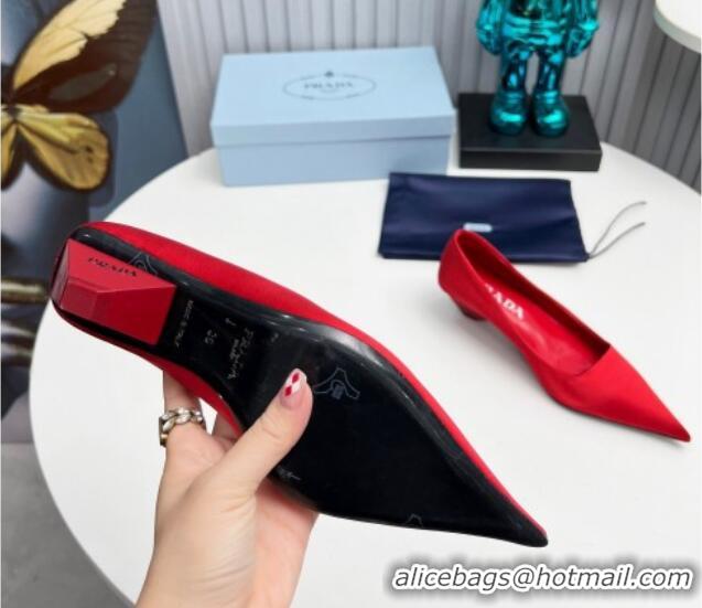 Pretty Style Prada Satin Pumps 4cm Red 202062