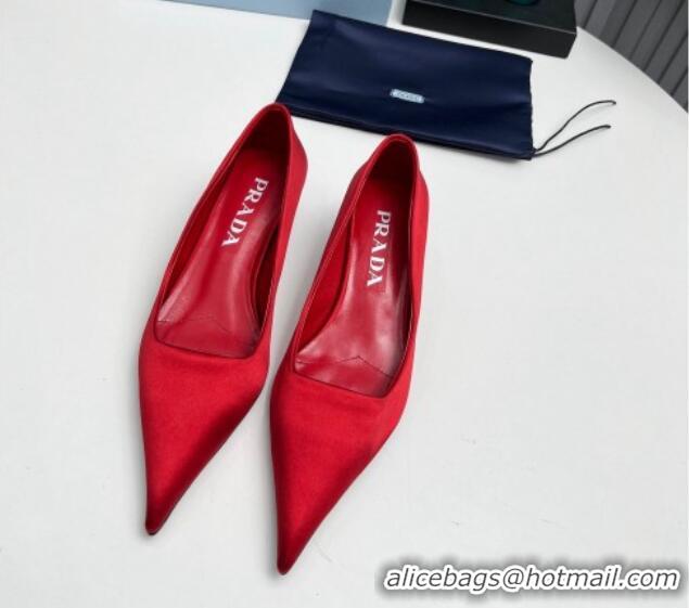 Pretty Style Prada Satin Pumps 4cm Red 202062