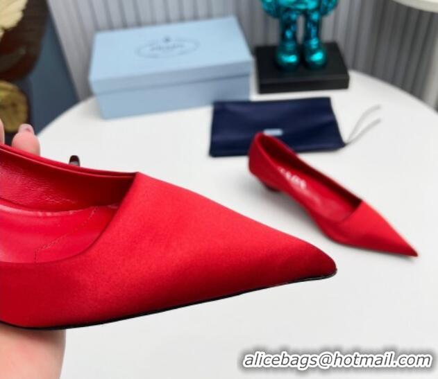 Pretty Style Prada Satin Pumps 4cm Red 202062