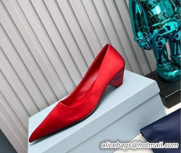 Pretty Style Prada Satin Pumps 4cm Red 202062