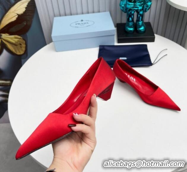 Pretty Style Prada Satin Pumps 4cm Red 202062