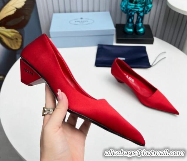 Pretty Style Prada Satin Pumps 4cm Red 202062