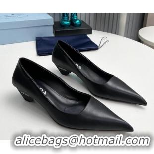 Best Price Prada Leather Pumps 4cm Black 202063