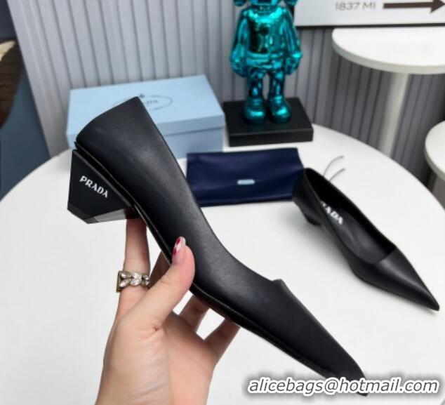 Best Price Prada Leather Pumps 4cm Black 202063