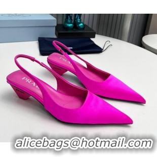 Unique Style Prada Satin Slingback Pumps 4cm Dark Pink 202066 