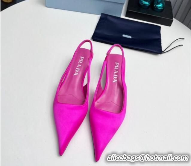 Unique Style Prada Satin Slingback Pumps 4cm Dark Pink 202066 