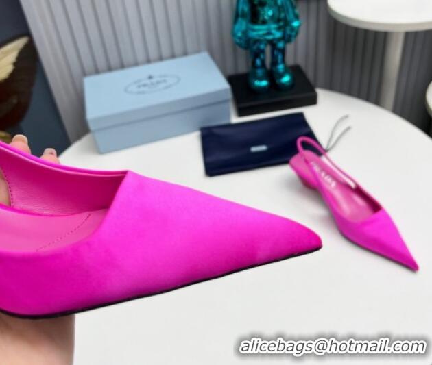 Unique Style Prada Satin Slingback Pumps 4cm Dark Pink 202066 